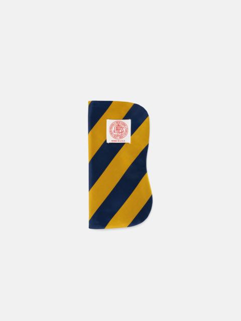 J. PRESS NAVY/YELLOW REPP STRIPE SILK EYEGLASS CASE