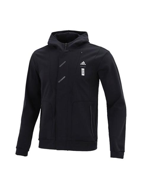 adidas Printing Logo Sports Hooded Jacket Black HE5116