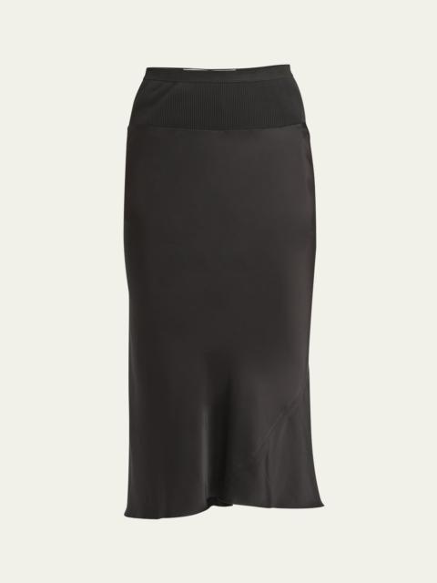 A-Line Bias Satin Midi Skirt