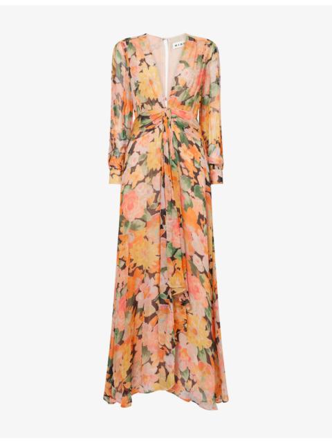 RIXO Meera Floral-Print Woven Maxi Dress