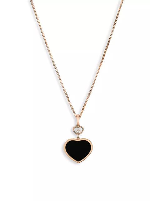 Chopard Happy Hearts 18K Rose Gold, Diamond & Black Onyx Pendant Necklace