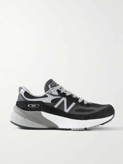 New Balance Made in USA 990v6 leather-trimmed mesh and suede sneakers Black