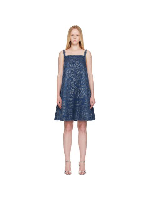 VERSACE JEANS COUTURE Blue Glitter Finish Minidress