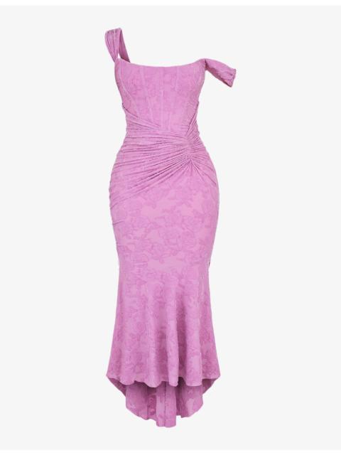 House of CB Cesca floral-print corseted stretch-woven maxi dress