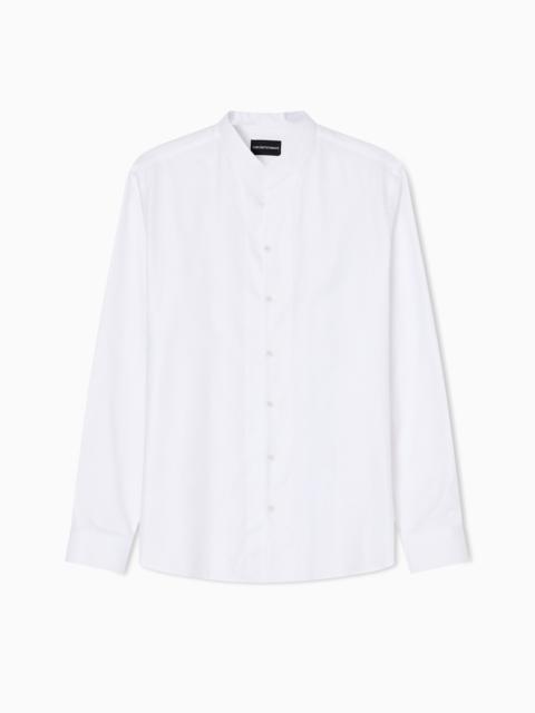 EMPORIO ARMANI ARMURE COTTON SHIRT WITH GURU COLLAR