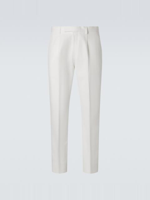 ZEGNA Cotton and linen straight pants