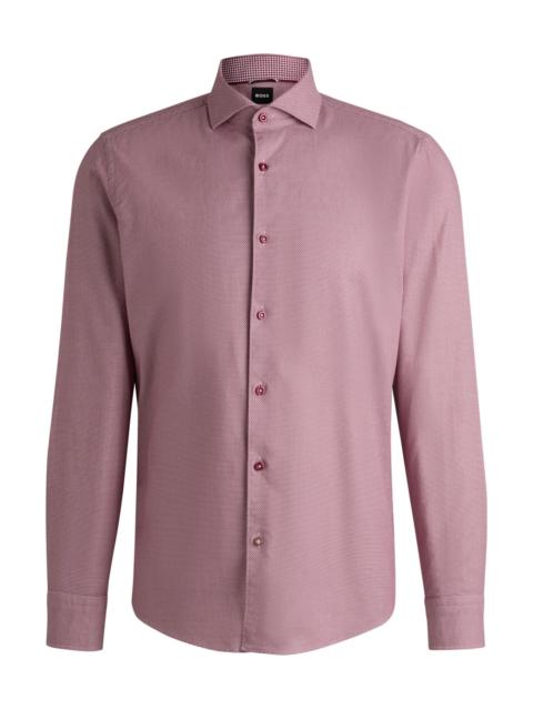 BOSS CASUAL-FIT SHIRT IN STRUCTURED COTTON WITH SPREAD COLLAR