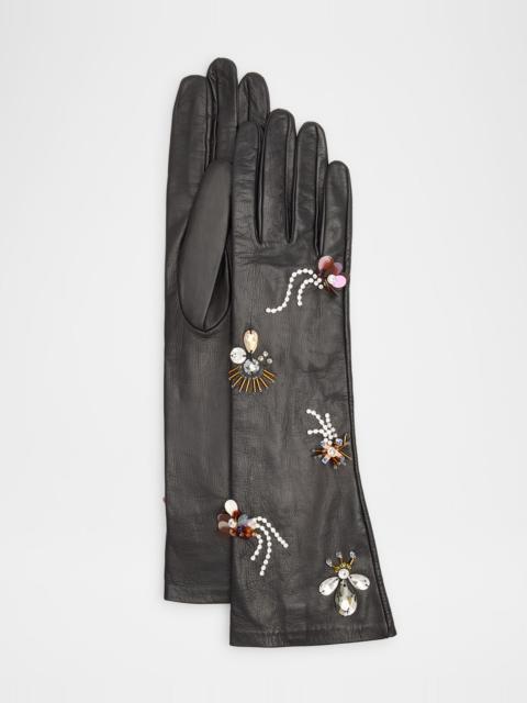 ULLA JOHNSON Laetitia Embellished Leather Gloves