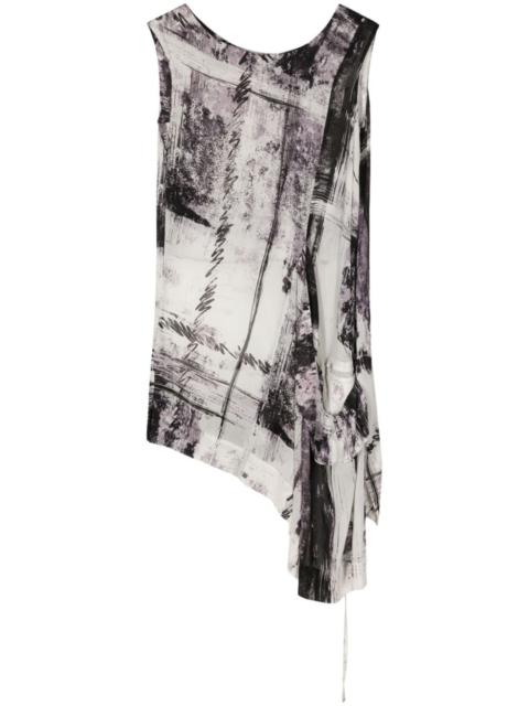 Y's abstract-print asymmetric tank top