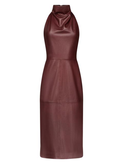 TWP Women's Lola Leather Column Midi-Dress - Red Red Wine