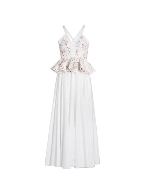 floral-jacquard maxi dress