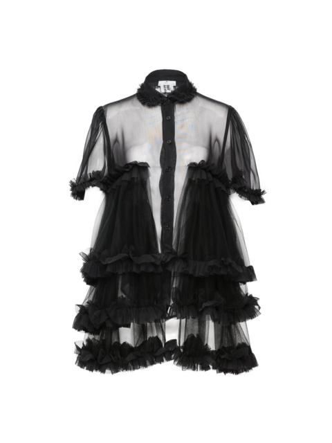 Noir Kei Ninomiya Polyester Georgette x Nylon Tulle Blouse