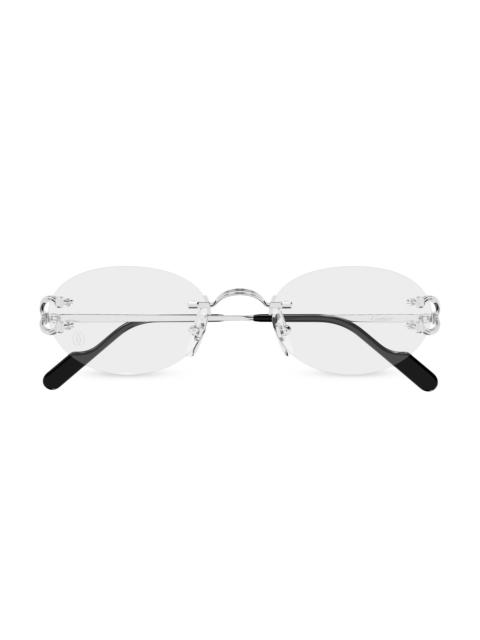 Cartier Men's C Décor Platinum-Plated Metal Rimless Oval Optical Glasses - Silver Clear