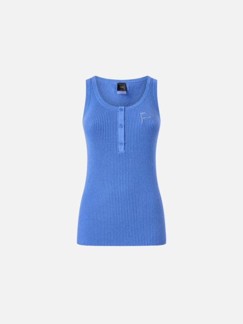 PINKO RIBBED SLEEVELESS TOP WITH MONOGRAM