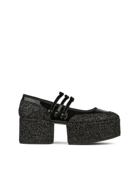 Noir Kei Ninomiya 70mm glitter-embellished platform Mary Janes