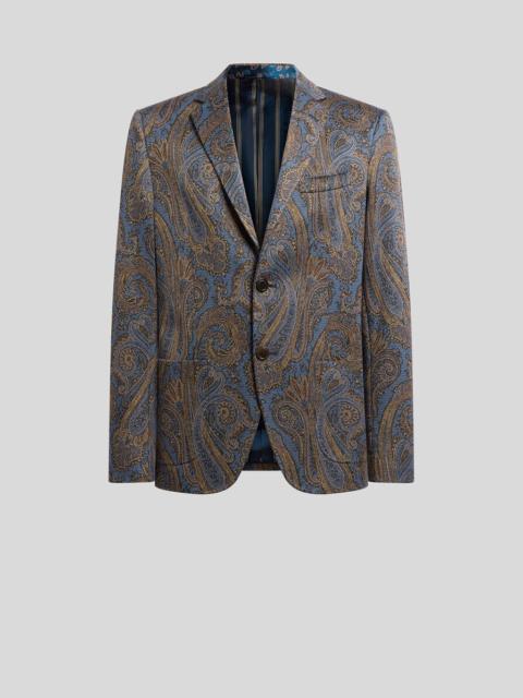 Etro SINGLE-BREASTED COTTON-BLEND JACQUARD JACKET WITH PAISLEY MOTIF