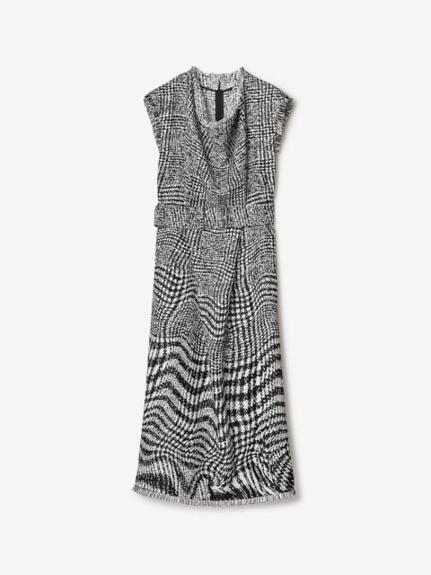 Warped Houndstooth Linen Blend Dress