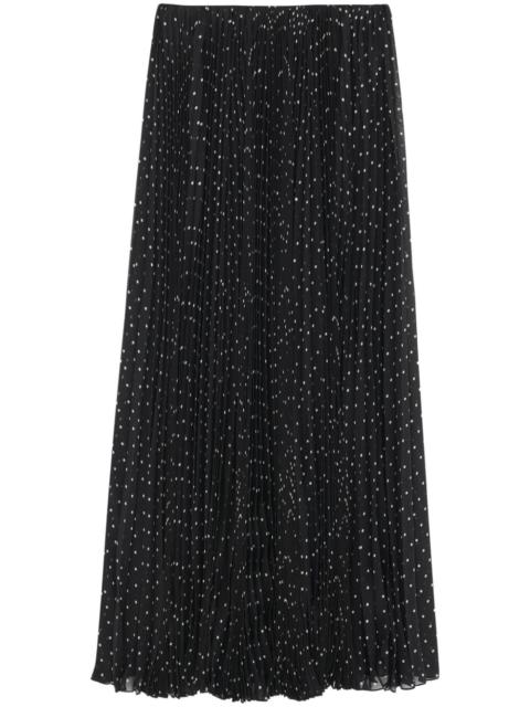 SAINT LAURENT polka-dot silk pleated skirt