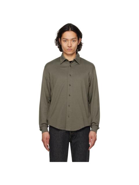LADY WHITE CO. Khaki Long-Sleeve Jersey Button Down Shirt