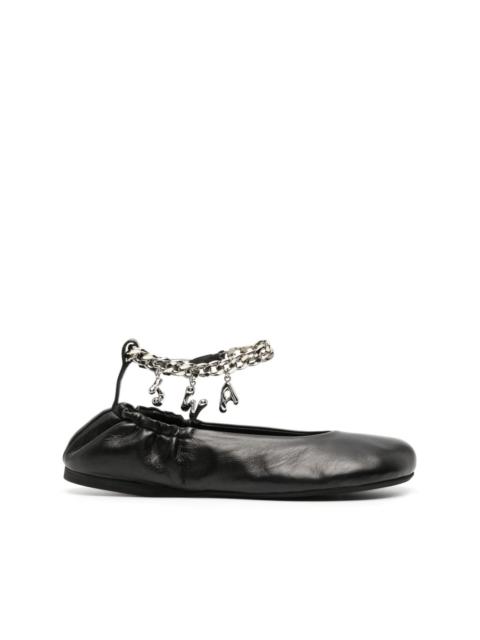 logo-charm leather ballerina shoes