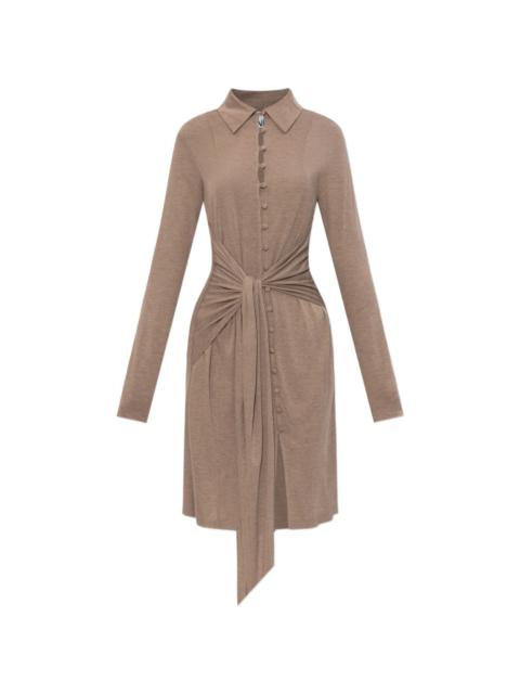 GANNI tie-detail button-up mini dress