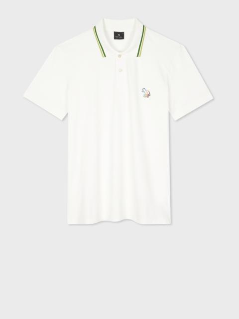 Paul Smith White Stretch-Cotton 'Broad Stripe Zebra' Polo Shirt