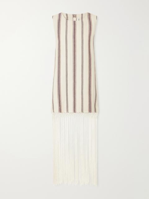 ALIX OF BOHEMIA Vita Fringed Striped Cotton And Linen-blend Mini Dress