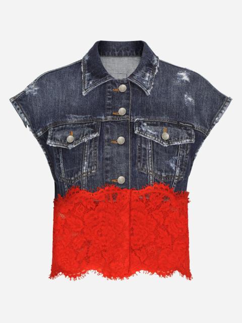 Dolce & Gabbana Denim vest with lace details