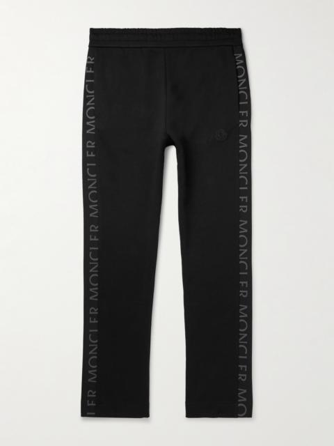 Moncler Slim-Fit Logo-Print Shell-Trimmed Cotton-Jersey Sweatpants