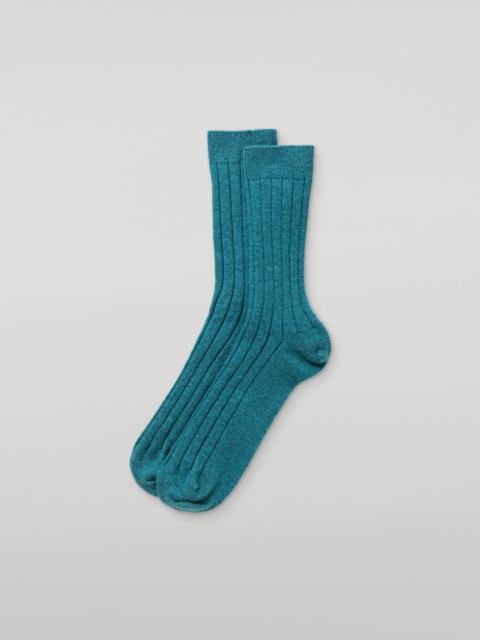 Johnstons of Elgin Fleming Men's Green Cashmere Socks