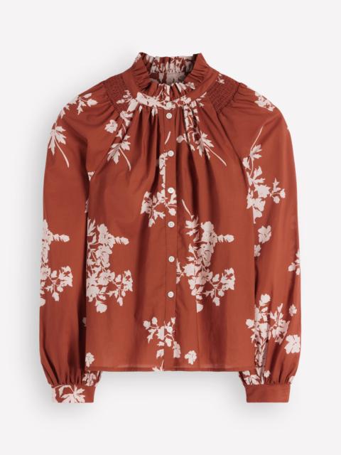 BODEN Erica Cotton Frill Top-Arabian Spice, Flecked Bunch