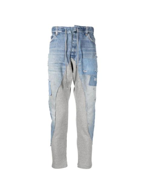 Greg Lauren paneled tapered jeans