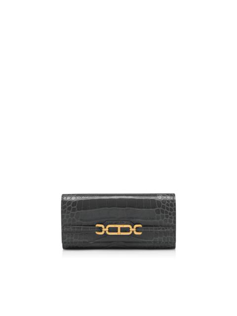 TOM FORD STAMPED CROCODILE LEATHER WHITNEY CONTINENTAL WALLET