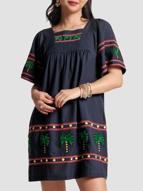 FRANCES VALENTINE Women's Palm Picnic-Embroidered Minidress - Navy Multi