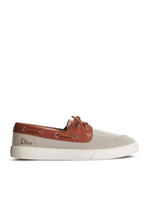 Dior DIORIVIERA CHESTER BOAT SHOES IN COTTON CANVAS AND CALFSKIN