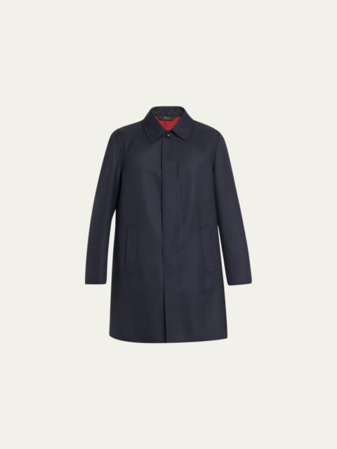 Men's Amaranth Wool Navy Blue Top Coat