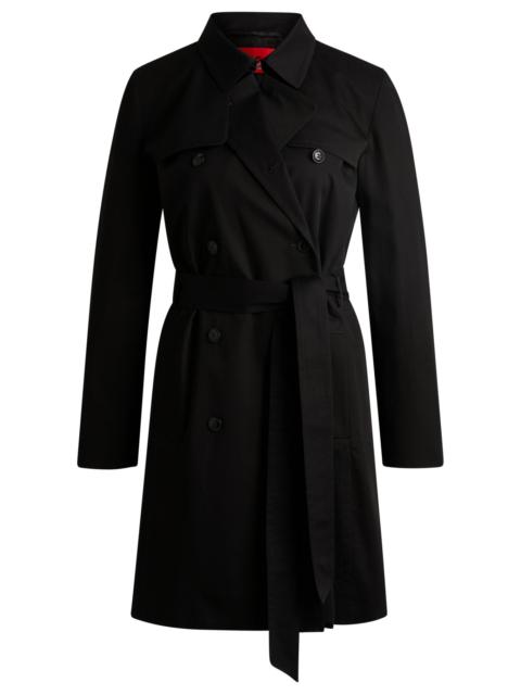 HUGO DOUBLE-BREASTED REGULAR-FIT TRENCH COAT IN COTTON