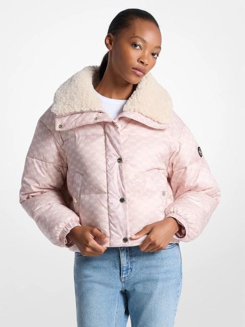 MICHAEL KORS Logo Print and Sherpa Puffer Jacket