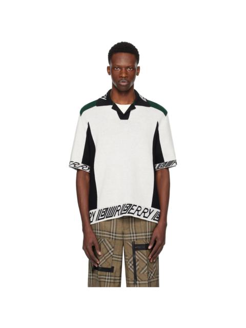 Burberry White & Black Logo Trim​ Wool Polo
