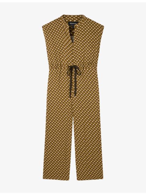 WHISTLES Sleeveless Ikat-Spot Woven Jumpsuit