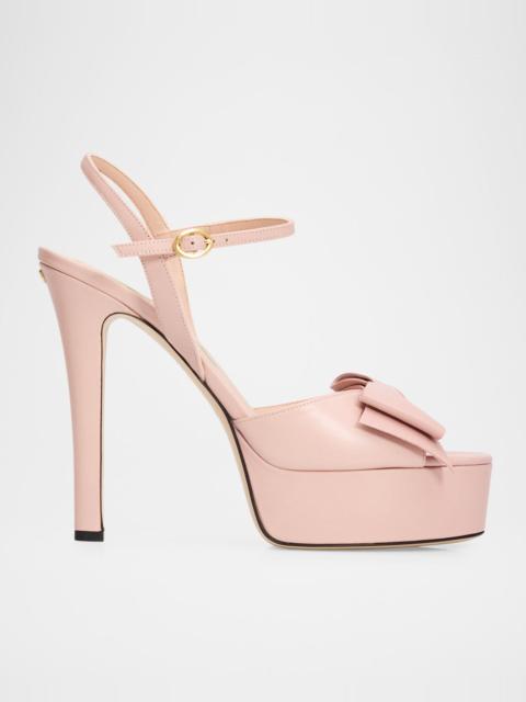 Valentino 130mm Bowow Leather Platform Sandals
