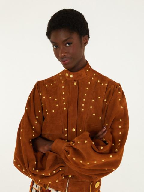 FARM RIO Riveted Buttoned Leather Jacket