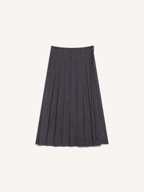 Theory Pleated Wrap Skirt in Drape Flannel