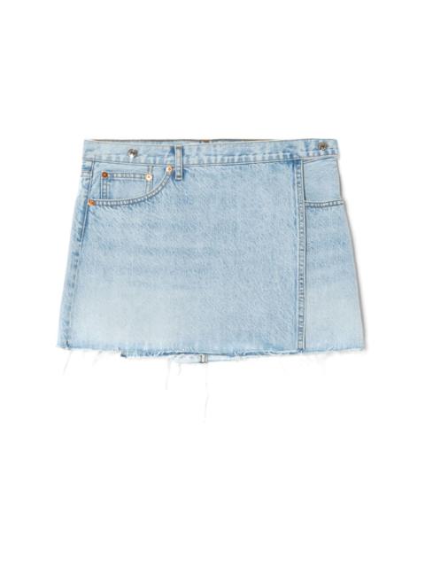 midi-rise wrap denim skirt