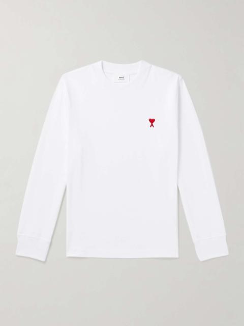 AMI Paris Logo-Embroidered Cotton-Blend Jersey T-Shirt