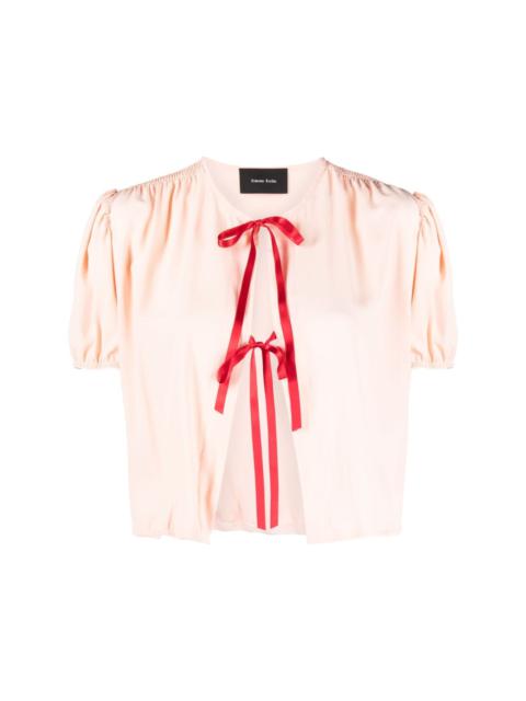 tie-fastening cropped blouse