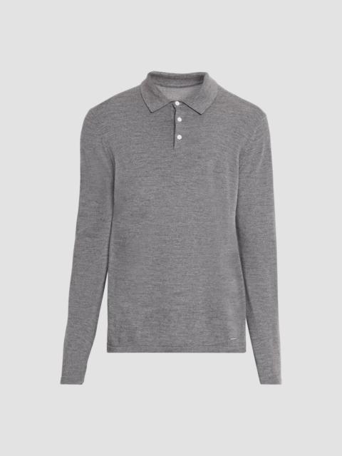SIMKHAI Men's Reynolds Long-Sleeve Polo Shirt - Charcoal Melange