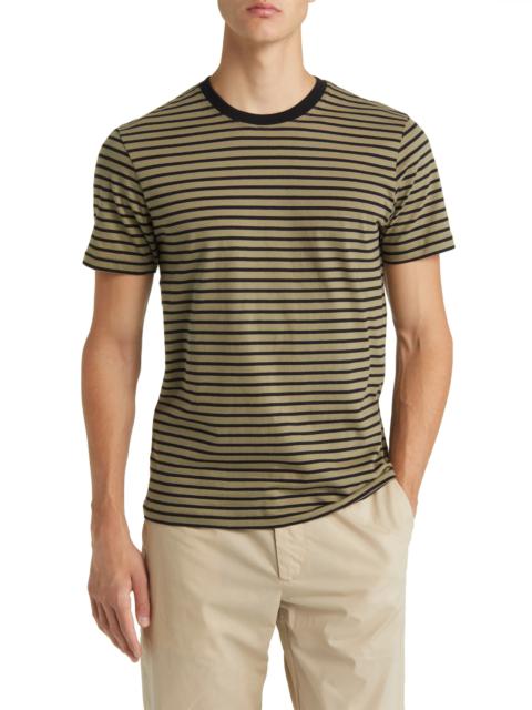 FRAME Stripe Crewneck T-Shirt in Khaki Green/Noir
