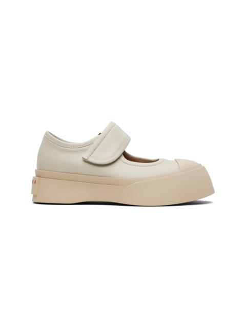 Marni Beige Nappa Leather Mary Jane Ballerina Flats