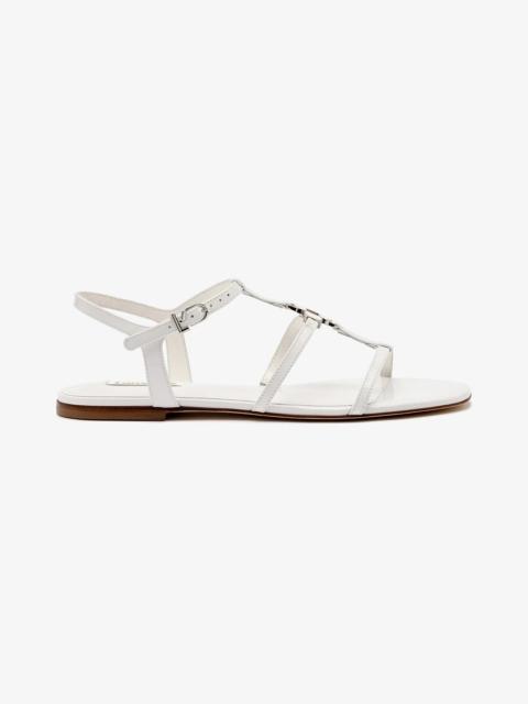 Larroudé Hana Flat In White Patent Leather